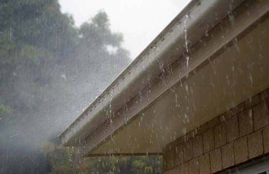 roof guttering in the rain