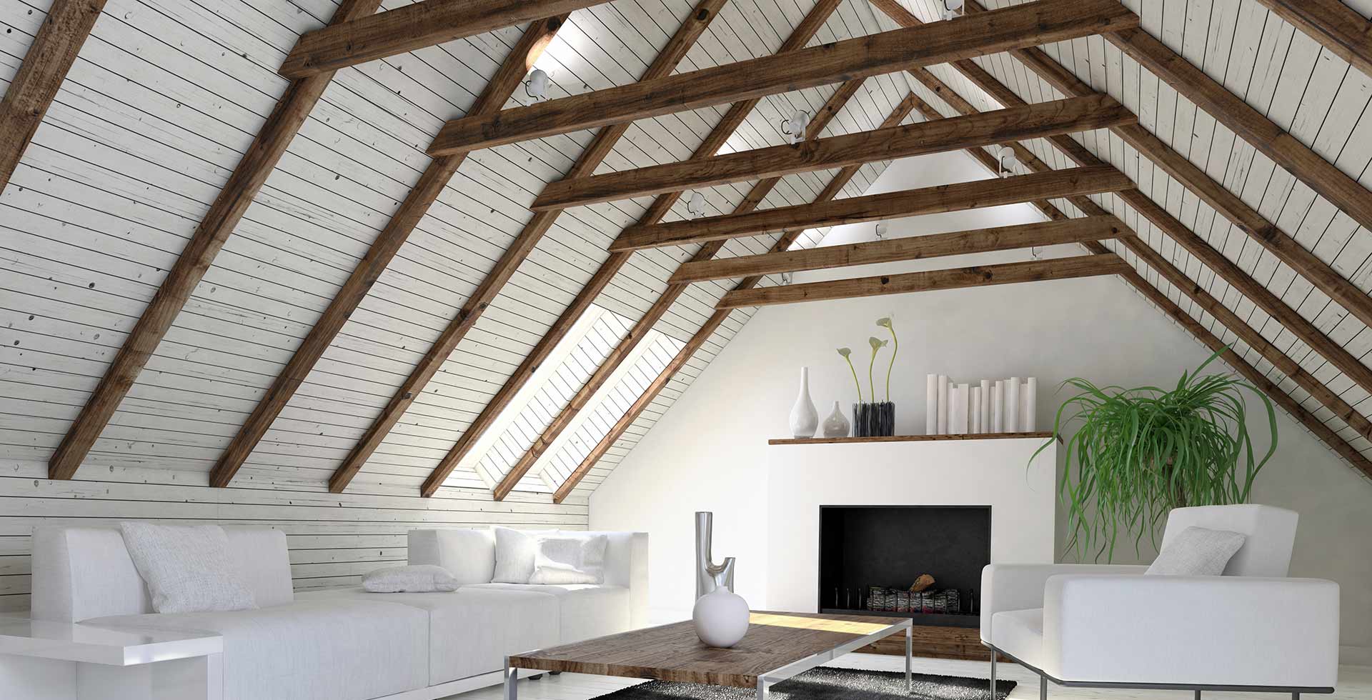 living room with wooden beams in the ceiling