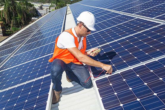 solar panels on a roof